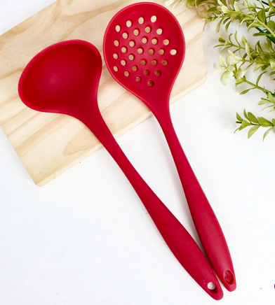 Kit Utensílios De Silicone Com 2 Peças Variadas VERMELHO